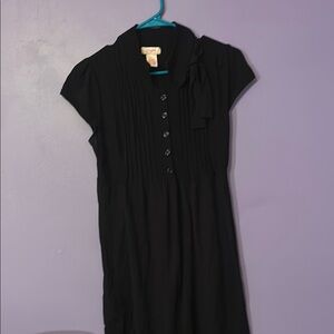 Candie's Black Pleated Buttoned Midi Dress